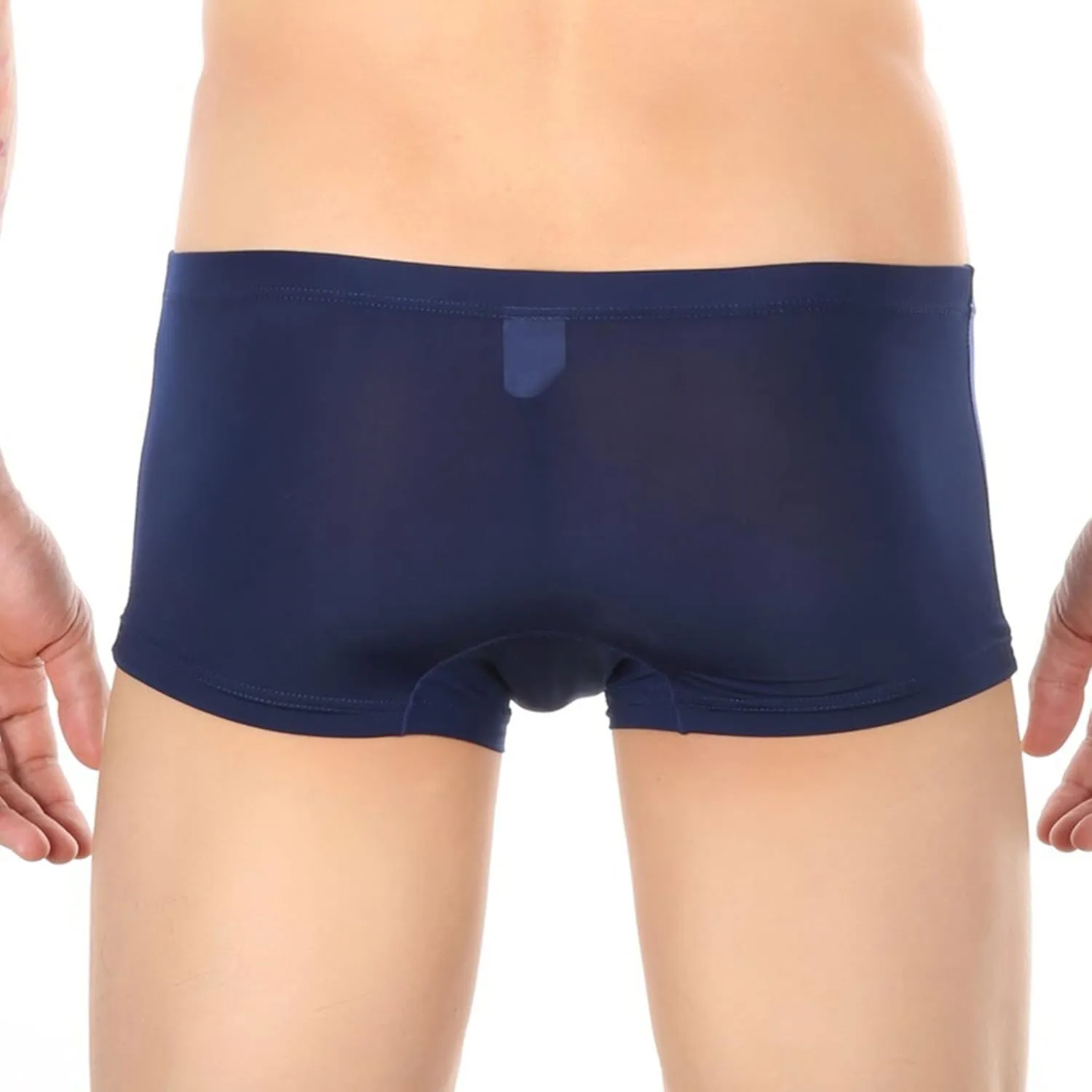 JEKE-DG Men's Ice Silk Breathable Boxer Briefs Sexy Low Rise Trunks Underwear Traceless Transparent Briefs