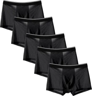 JEKE-DG Mens Ice Silk Breathable Mesh Boxers Sexy See Through Trunk Underwear Thin Bulge Pouch Boxer Briefs
