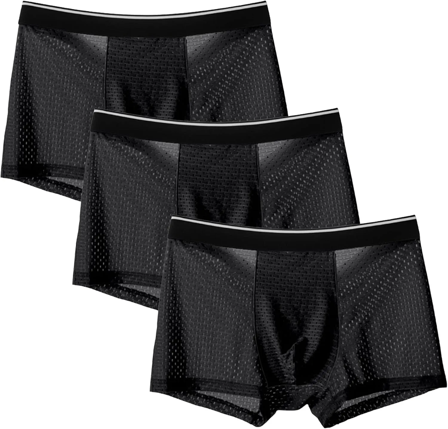 JEKE-DG Mens Ice Silk Breathable Mesh Boxers Sexy See Through Trunk Underwear Thin Bulge Pouch Boxer Briefs