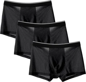 JEKE-DG Mens Ice Silk Breathable Mesh Boxers Sexy See Through Trunk Underwear Thin Bulge Pouch Boxer Briefs