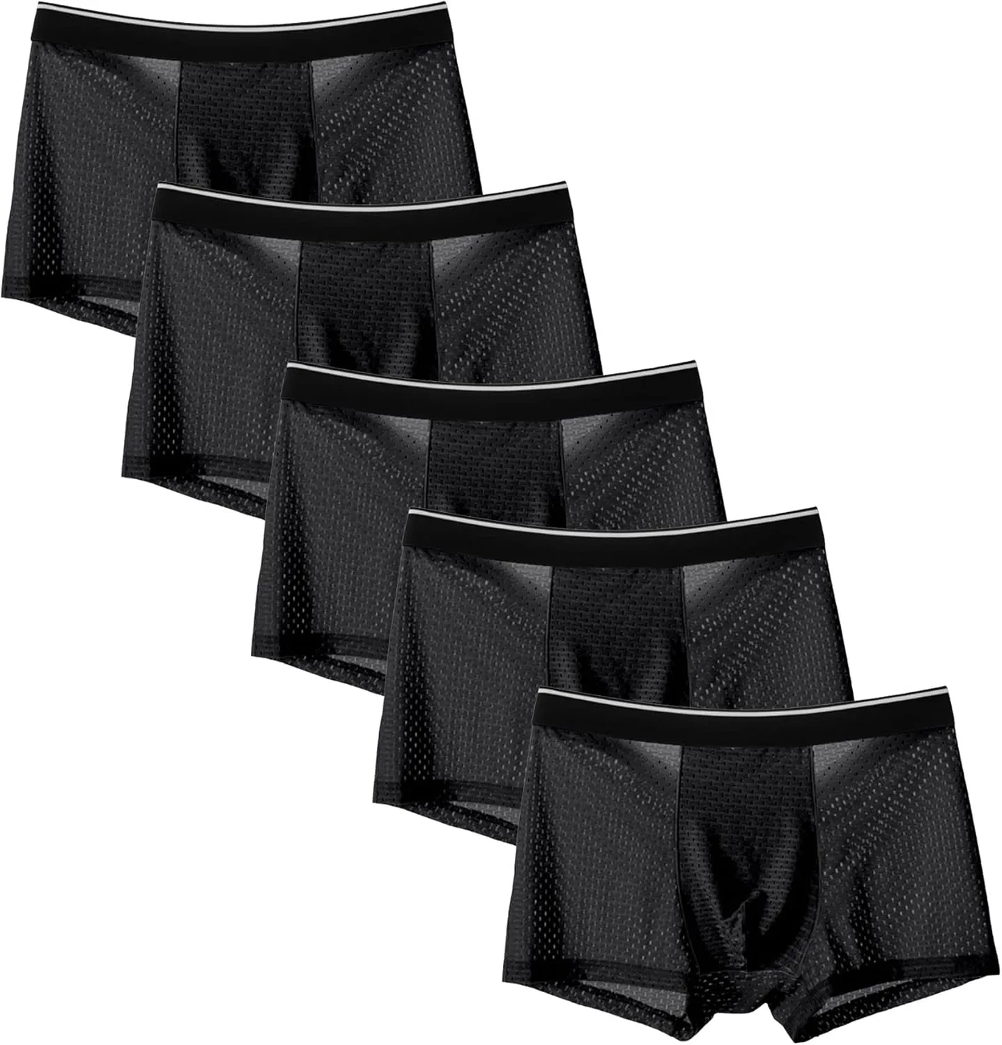 JEKE-DG Mens Ice Silk Breathable Mesh Boxers Sexy See Through Trunk Underwear Thin Bulge Pouch Boxer Briefs
