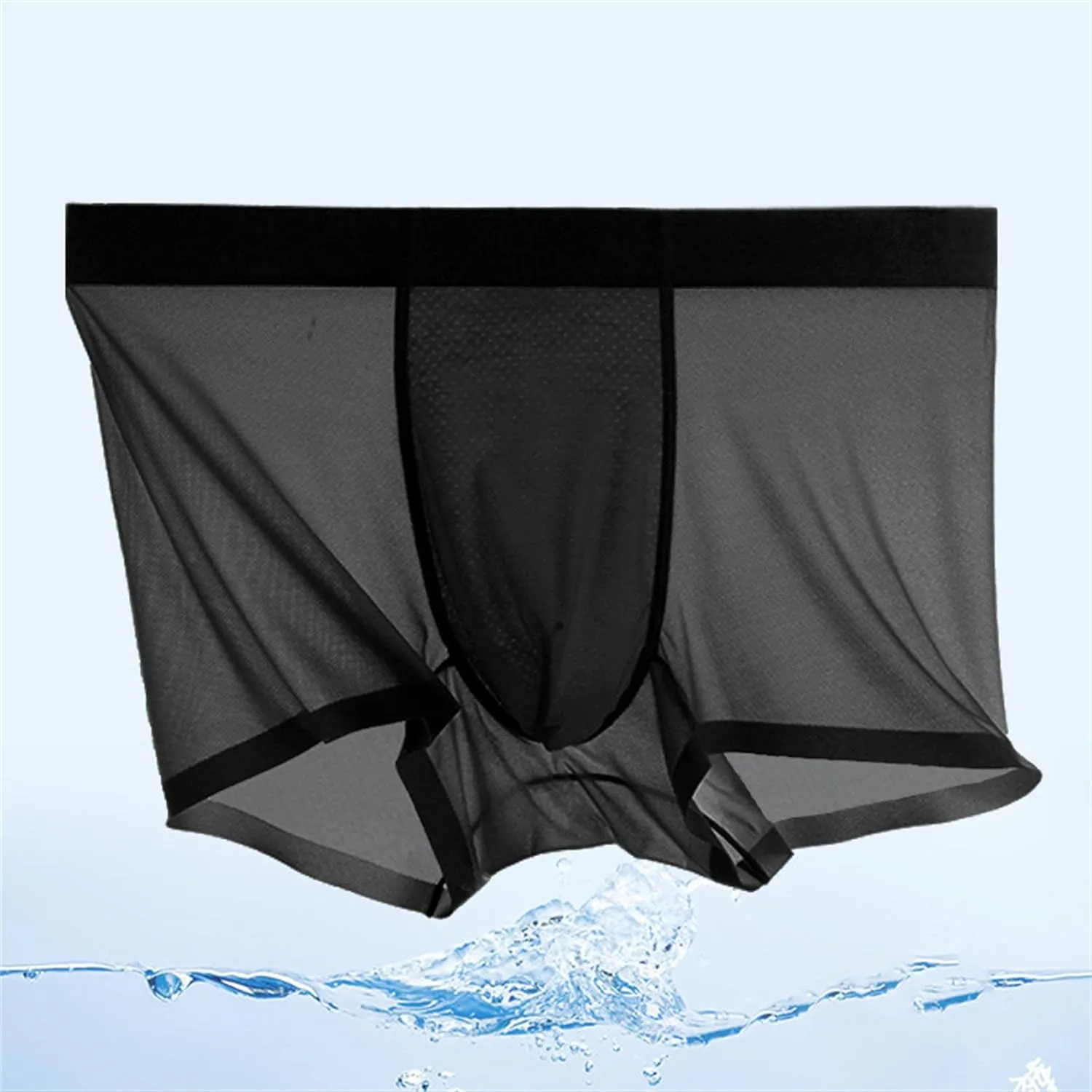 JEKE-DG Mens Ice Silk Thin Boxers Briefs Comfortable Cool Seamless Underwear U Convex Shorts Sport Trunks