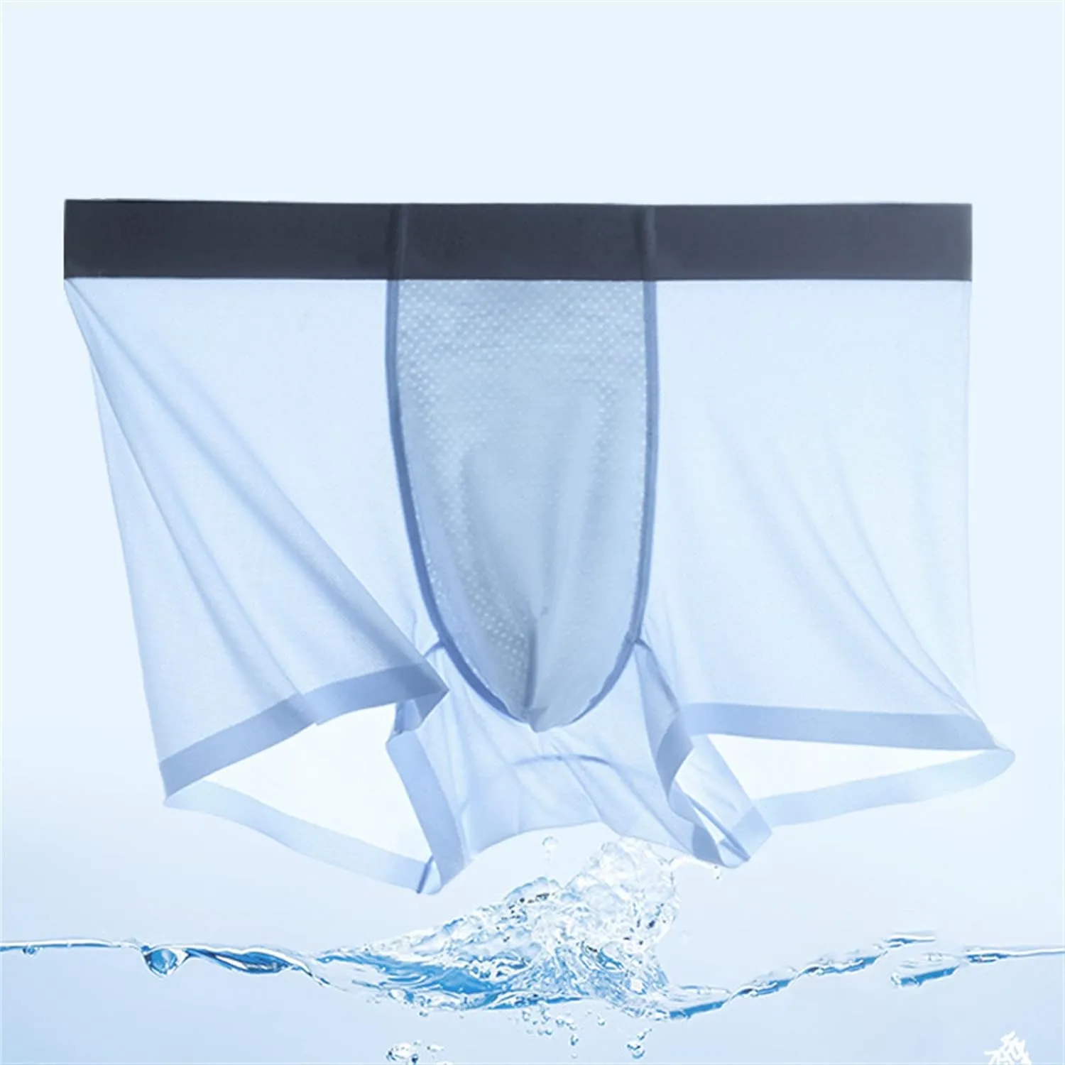 JEKE-DG Mens Ice Silk Thin Boxers Briefs Comfortable Cool Seamless Underwear U Convex Shorts Sport Trunks