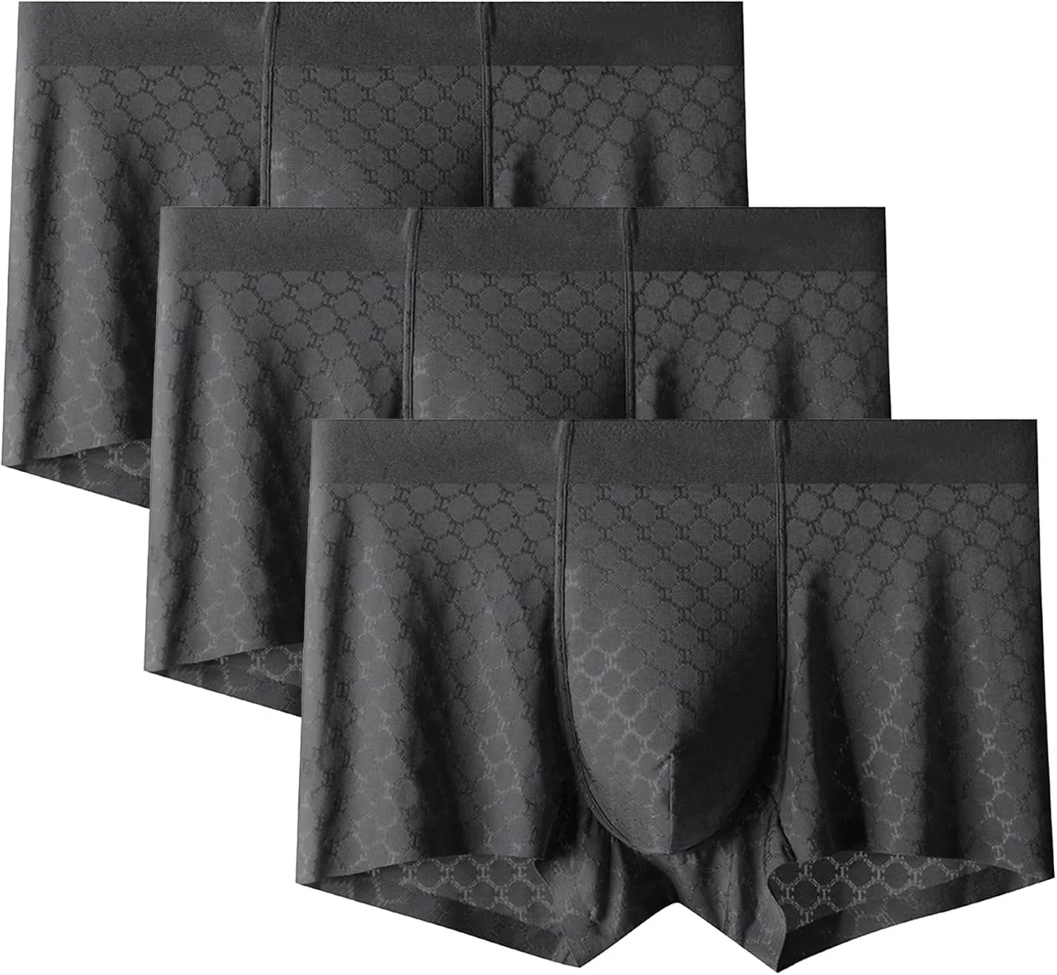 JEKE-DG Mens Ice Silk Trunk Underwear Breathable Cool Boxer Briefs Ultra-Thin Stretch Boxers With Bulge Pouch