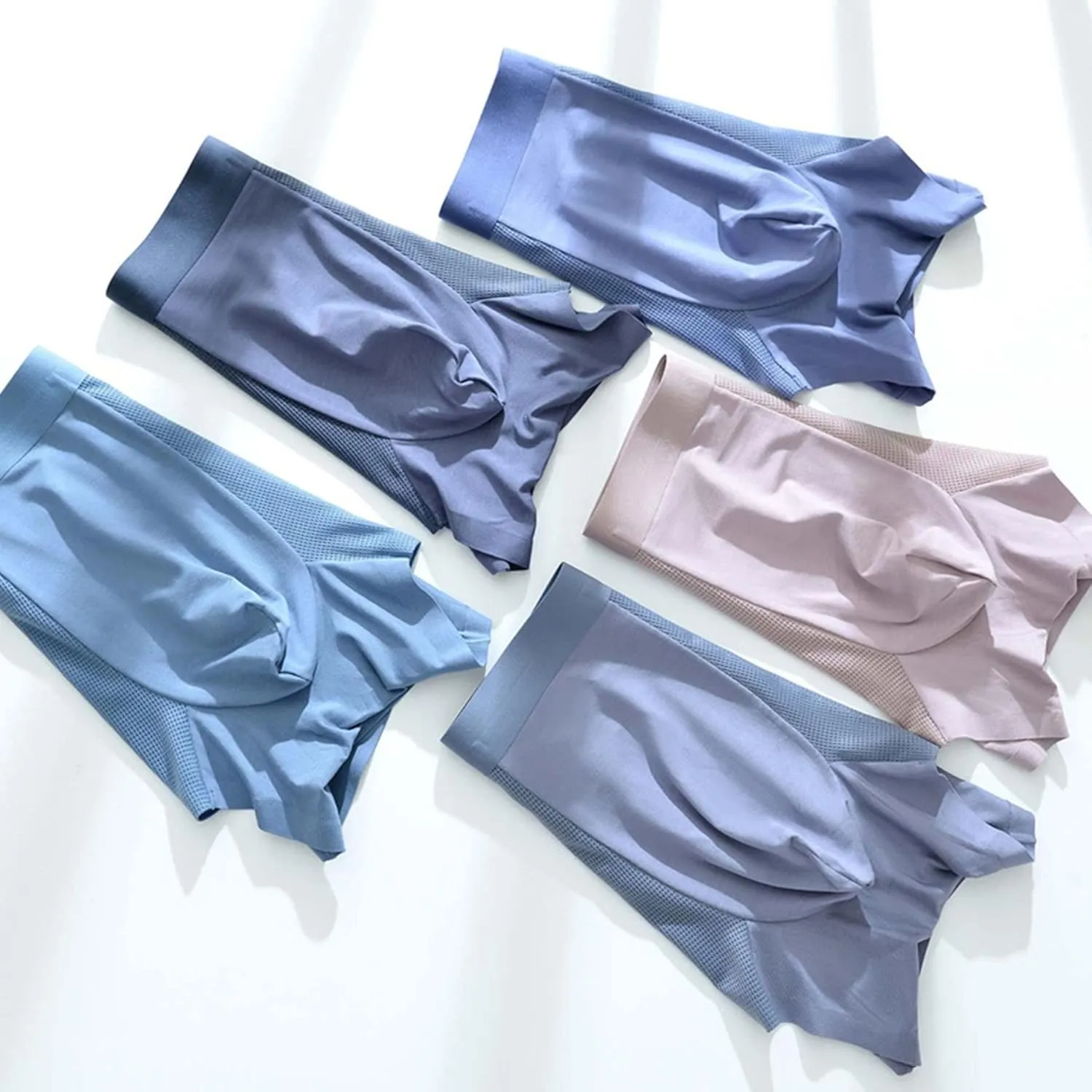 JEKE-DG Men's Mesh Ice Silk Underwear Comfortable Modal Boxer Briefs Soft Breathable Pouch Boxer Trunks Underpants