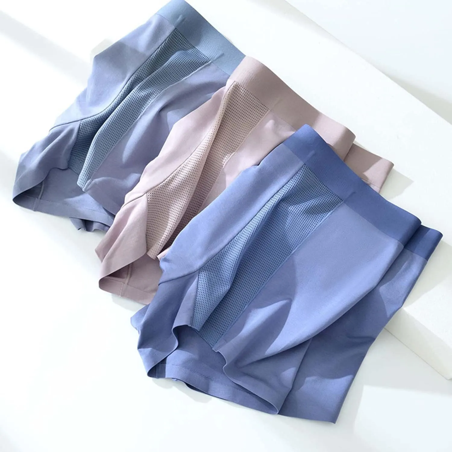 JEKE-DG Men's Mesh Ice Silk Underwear Comfortable Modal Boxer Briefs Soft Breathable Pouch Boxer Trunks Underpants