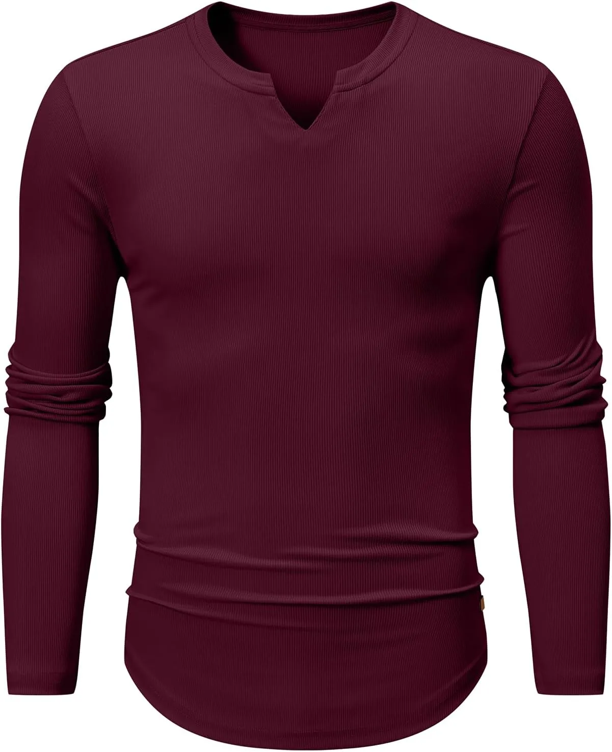 JMIERR Mens Long Sleeve Muscle T Shirts Casual V-Neck Longline Ribbed Tee Shirts