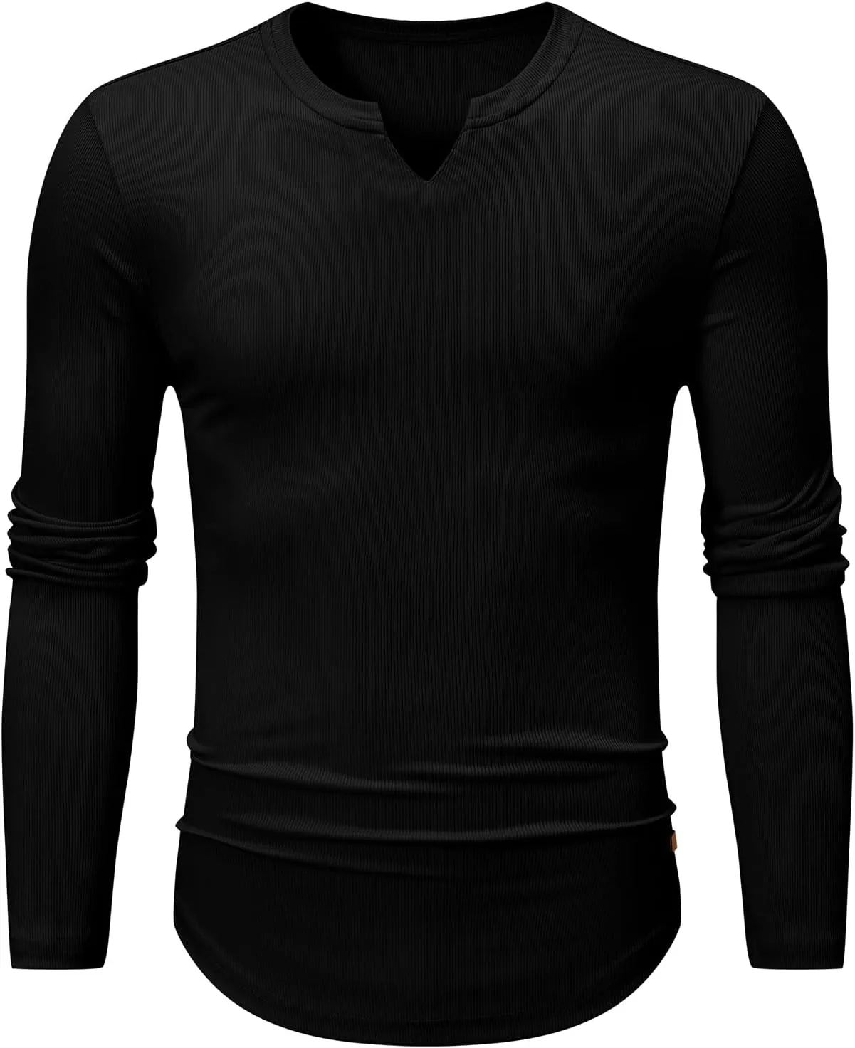 JMIERR Mens Long Sleeve Muscle T Shirts Casual V-Neck Longline Ribbed Tee Shirts