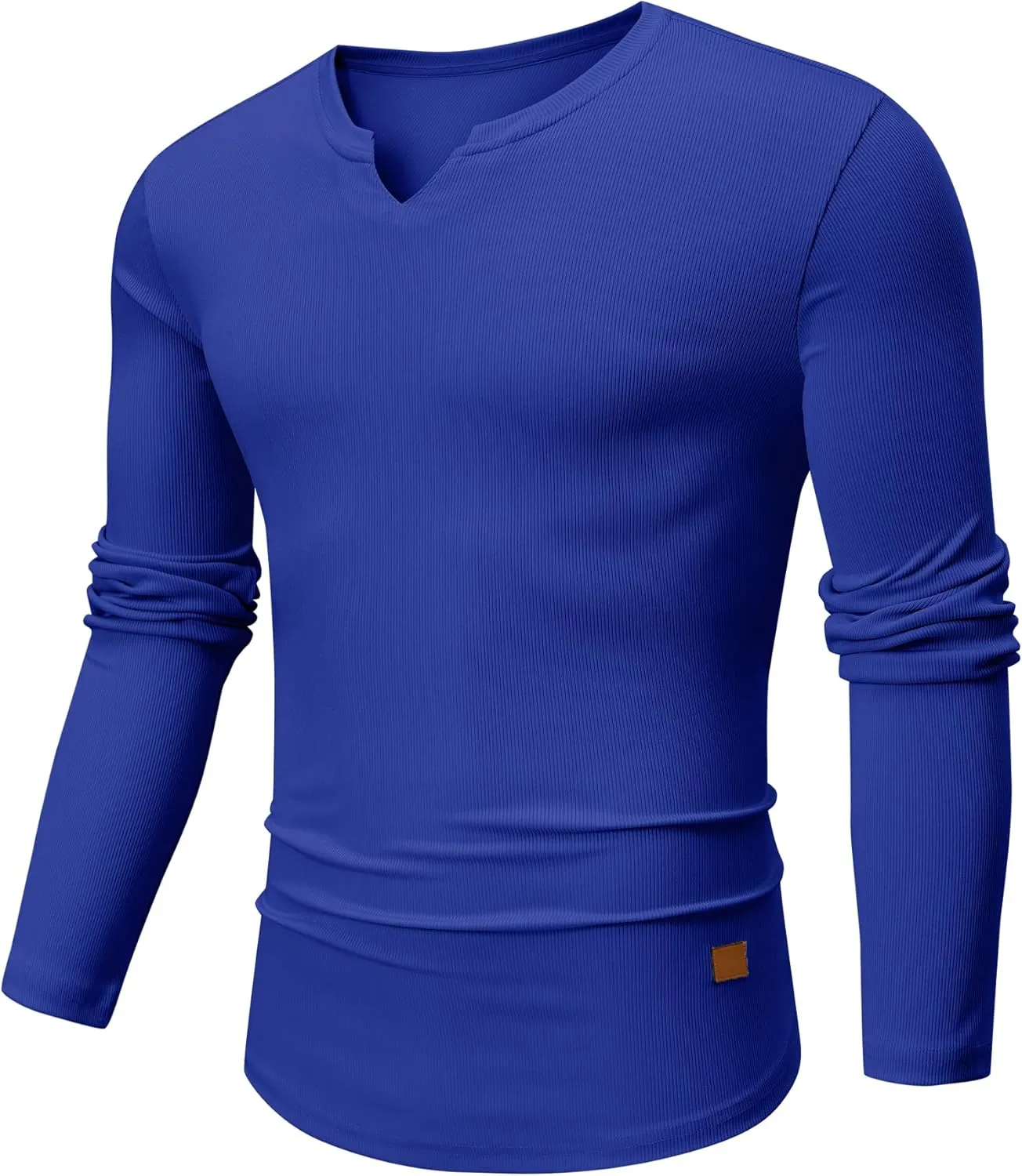 JMIERR Mens Long Sleeve Muscle T Shirts Casual V-Neck Longline Ribbed Tee Shirts