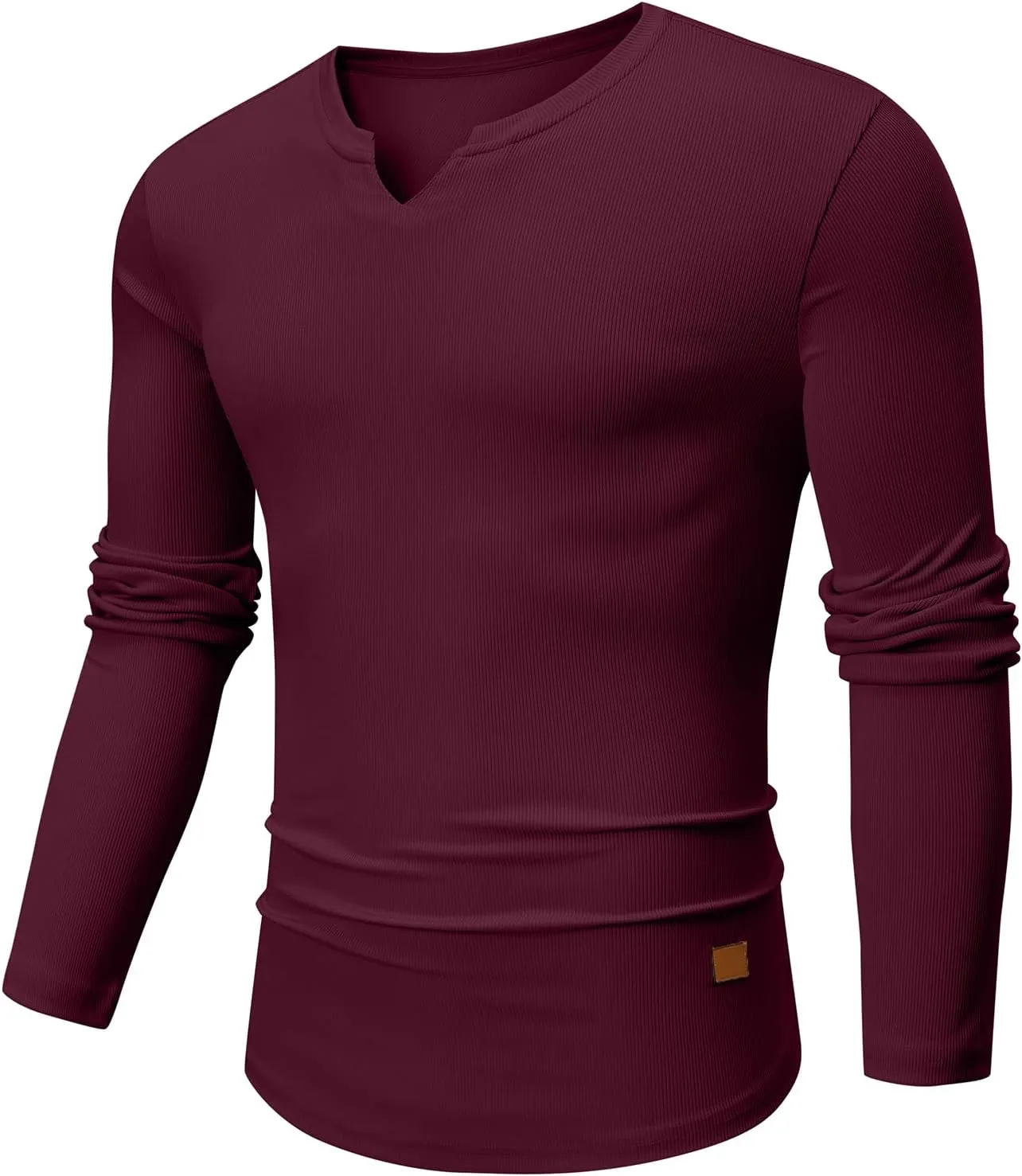 JMIERR Mens Long Sleeve Muscle T Shirts Casual V-Neck Longline Ribbed Tee Shirts