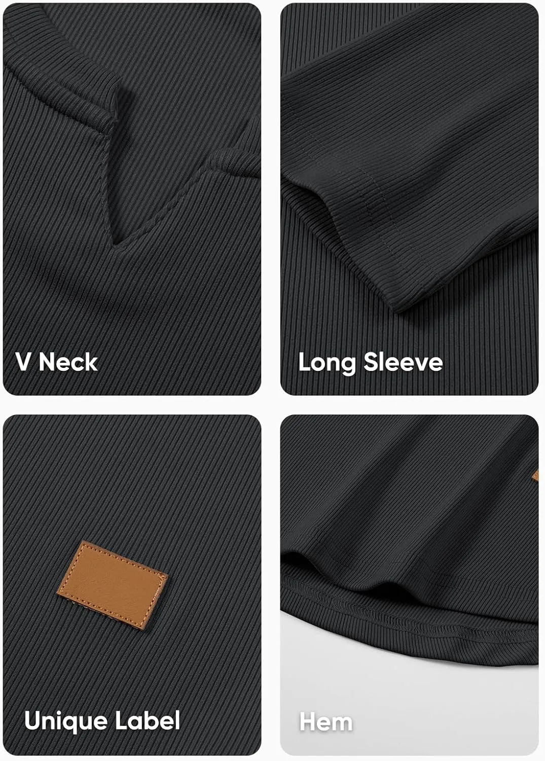 JMIERR Mens Long Sleeve Muscle T Shirts Casual V-Neck Longline Ribbed Tee Shirts