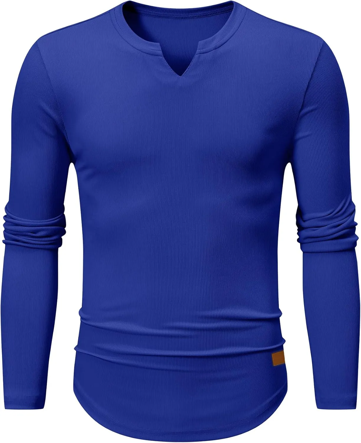 JMIERR Mens Long Sleeve Muscle T Shirts Casual V-Neck Longline Ribbed Tee Shirts