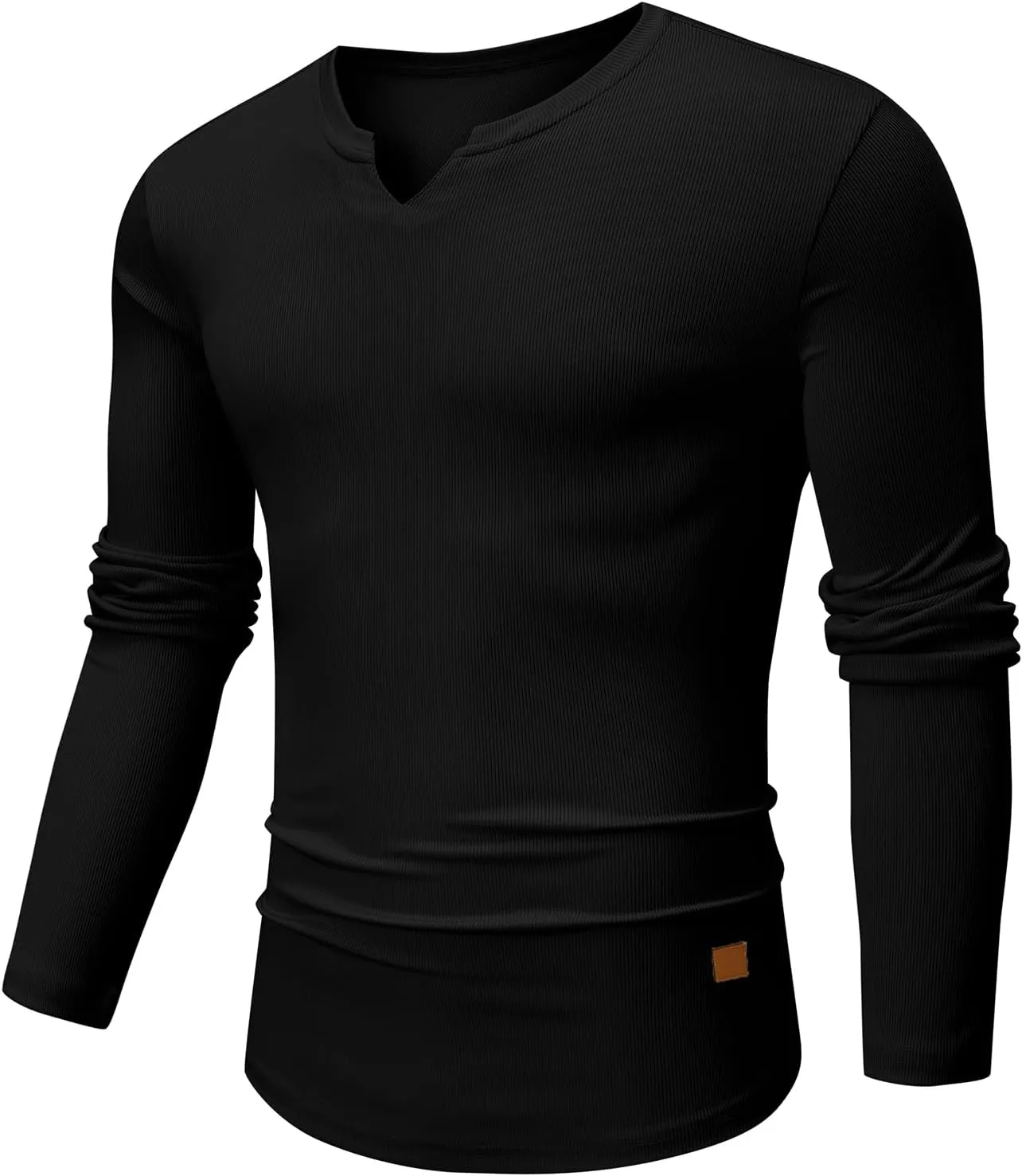 JMIERR Mens Long Sleeve Muscle T Shirts Casual V-Neck Longline Ribbed Tee Shirts