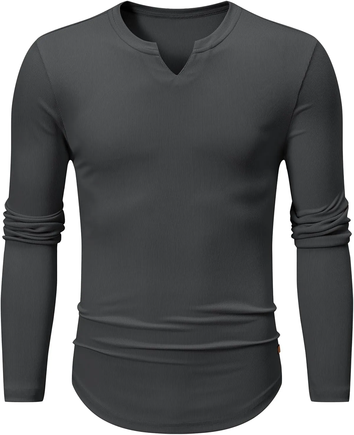 JMIERR Mens Long Sleeve Muscle T Shirts Casual V-Neck Longline Ribbed Tee Shirts