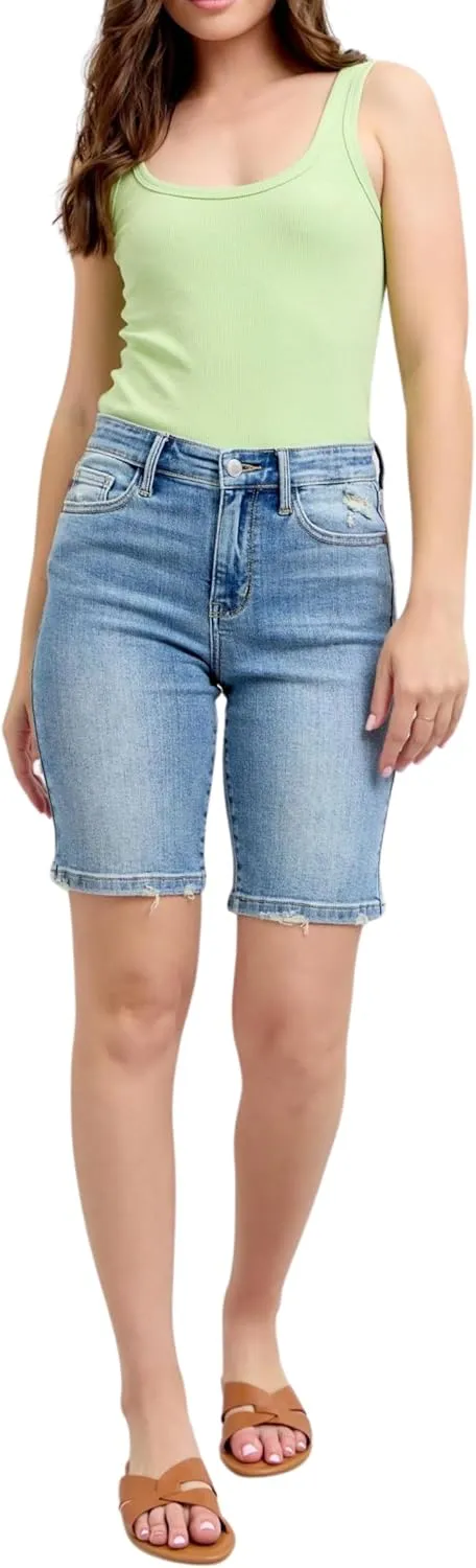 Judy Blue High Waist Vintage Wash Bermudas Shorts