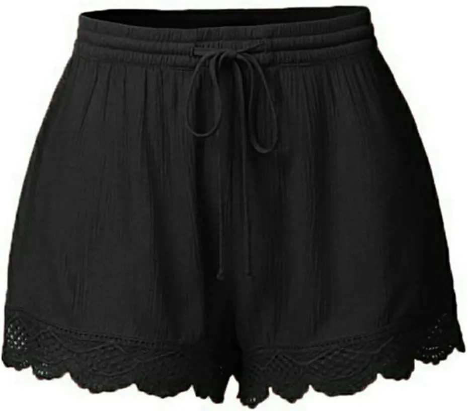 LCMTWX Flowy Shorts Waist Pants Shorts Loose Elastic Pocketed Womens Casual Drawstring Pants Flowy Shorts Jean Shorts Short