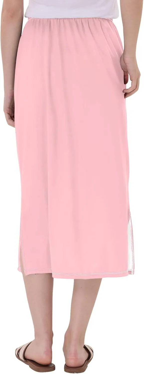 Linen Midi Skirts with Slit Womens Floral Straight Skirt High Waist Stretch Ladies Skirts