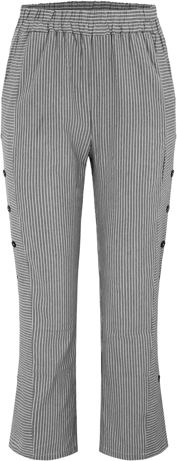 Linen Pants for Women 2025 Plus Size Trendy Striped Spring Summer Gauze Pants Casual Elastic Waist Comfy Trousers