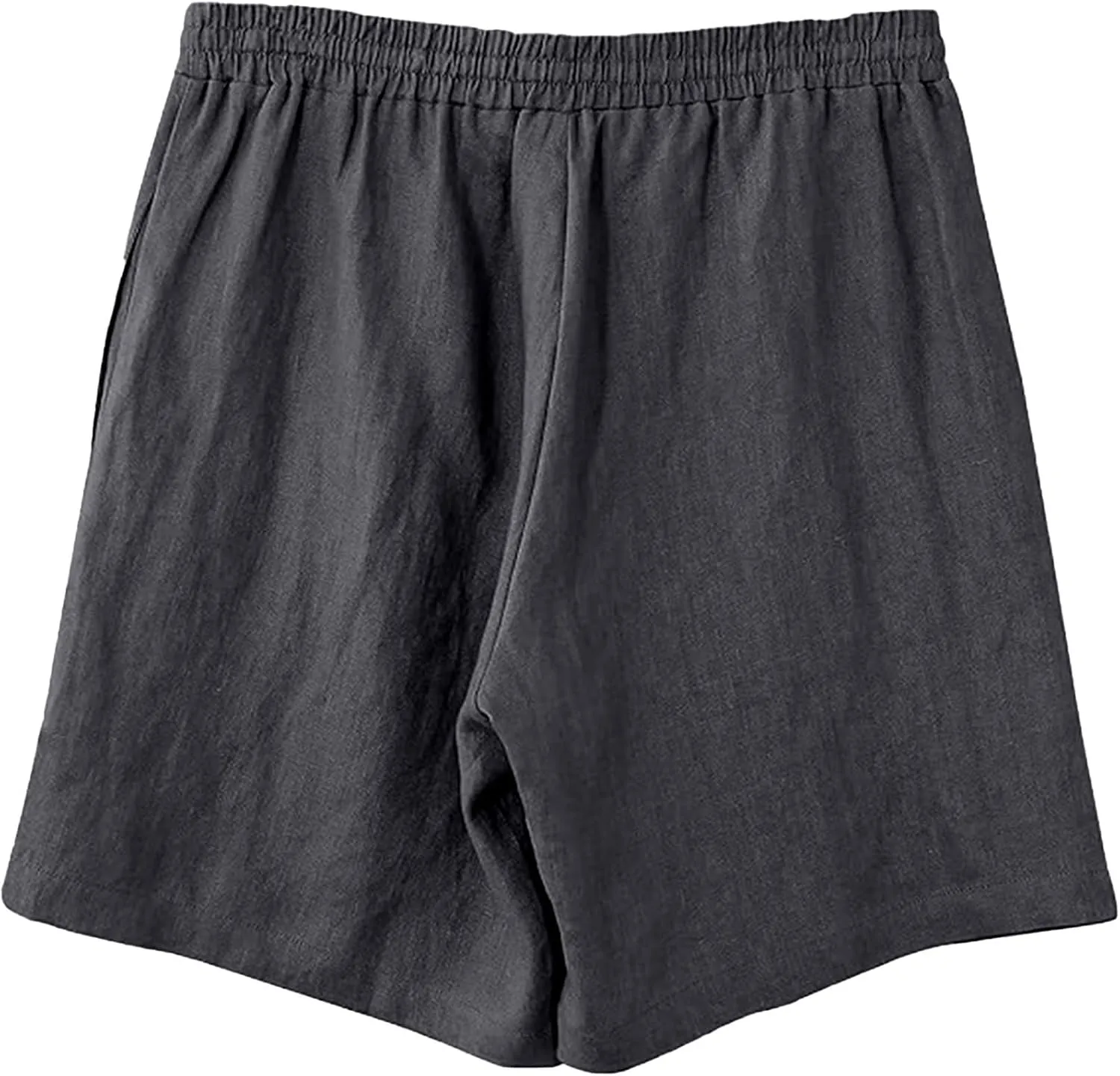 Linen Shorts for Men Elastic Waist Drawstring Shorts Relaxed Fit Summer Lightweight Pants with Pockets