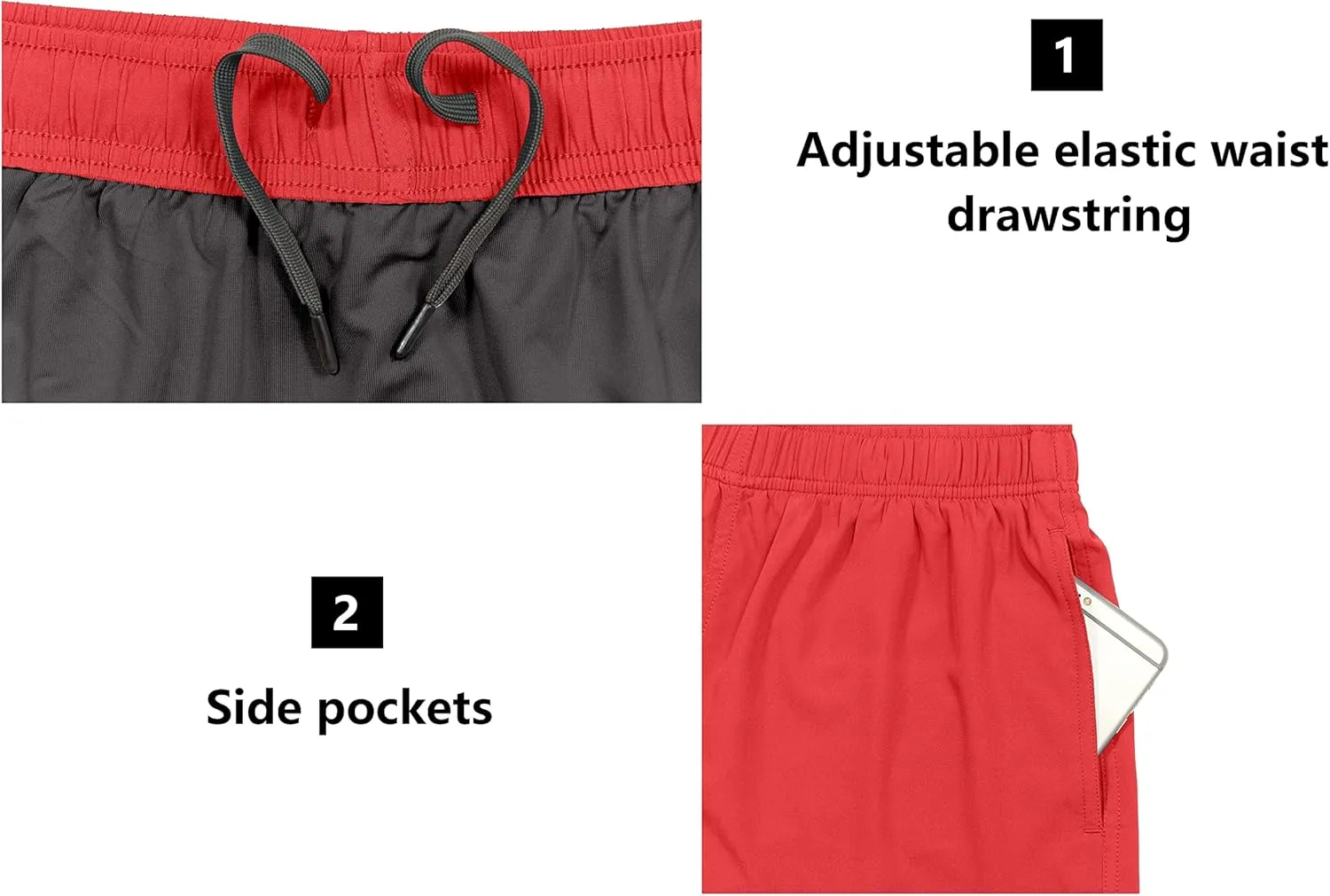 Little Donkey Andy Women's Quick-Dry Running Shorts, High Waist Stretch Workout Hiking Bicycle Athletic Shorts with Liner
