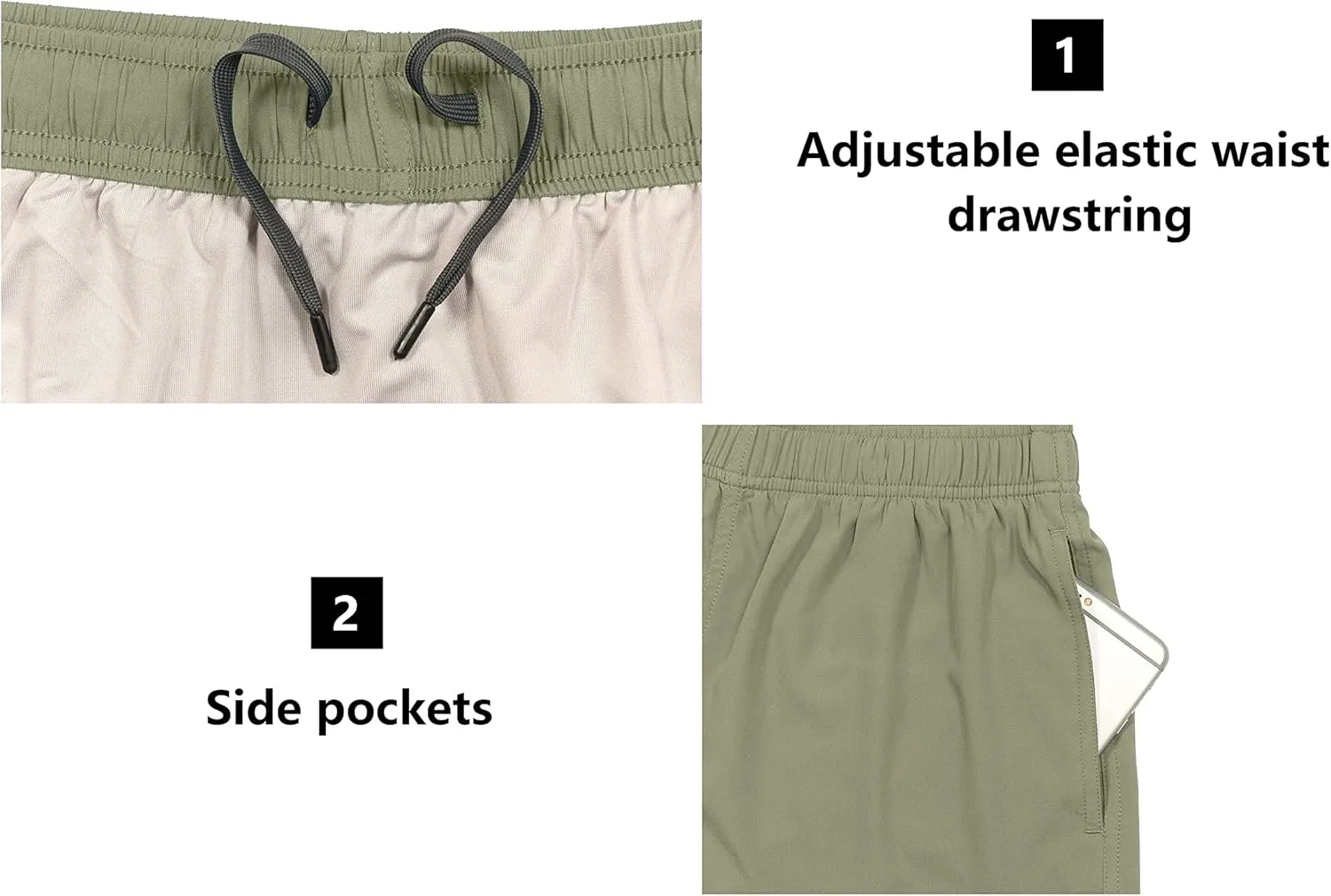 Little Donkey Andy Women's Quick-Dry Running Shorts, High Waist Stretch Workout Hiking Bicycle Athletic Shorts with Liner
