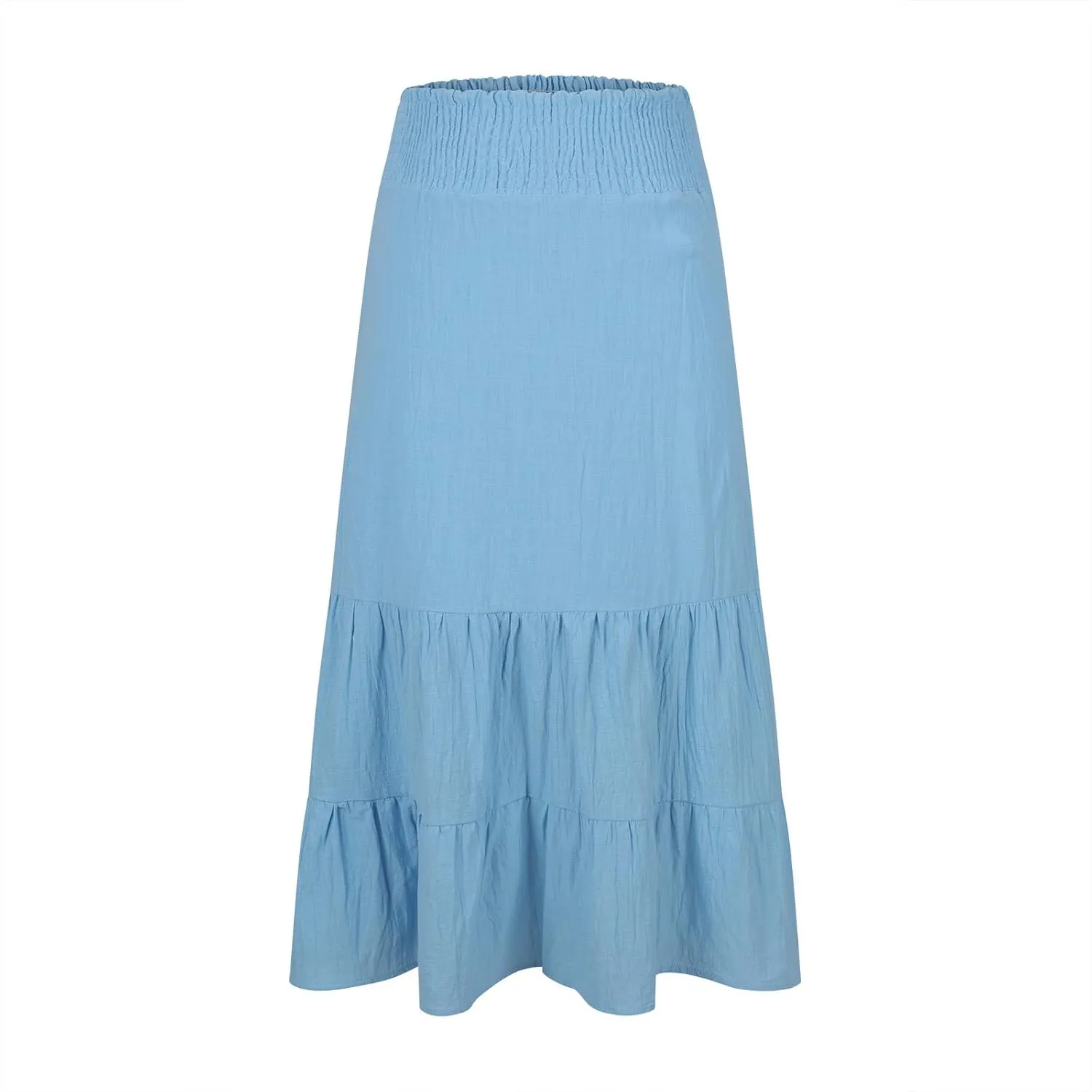Long Flowy Skirts for Women Summer Ruffle Skirts High Waist Boho Skirts Pleated A Line Skirts Casual Vacation Skirts