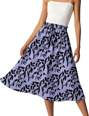 Long Pleated Skirts for Women High Waist A-Line Flowy Maxi Skirt Elegant Summer