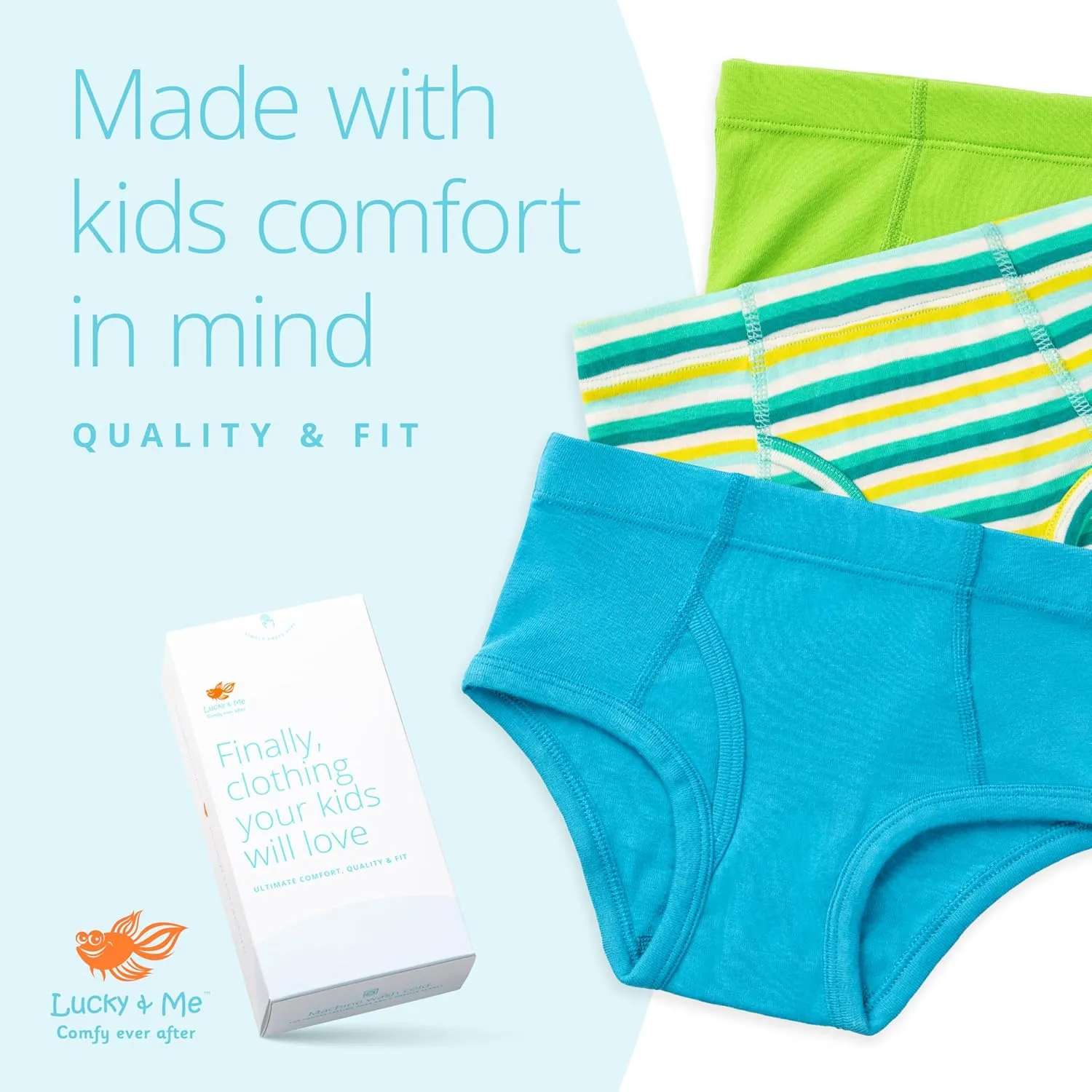 Lucky & Me | Nolan Boy's Briefs | Children's Tagless Soft Cotton Underwear | 7 Pack