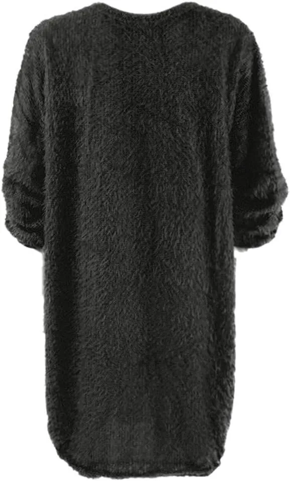 Lutos Women's Loose Oversize Turtleneck Loose Fluffy Fuzzy Long Pullover Sweater Dress