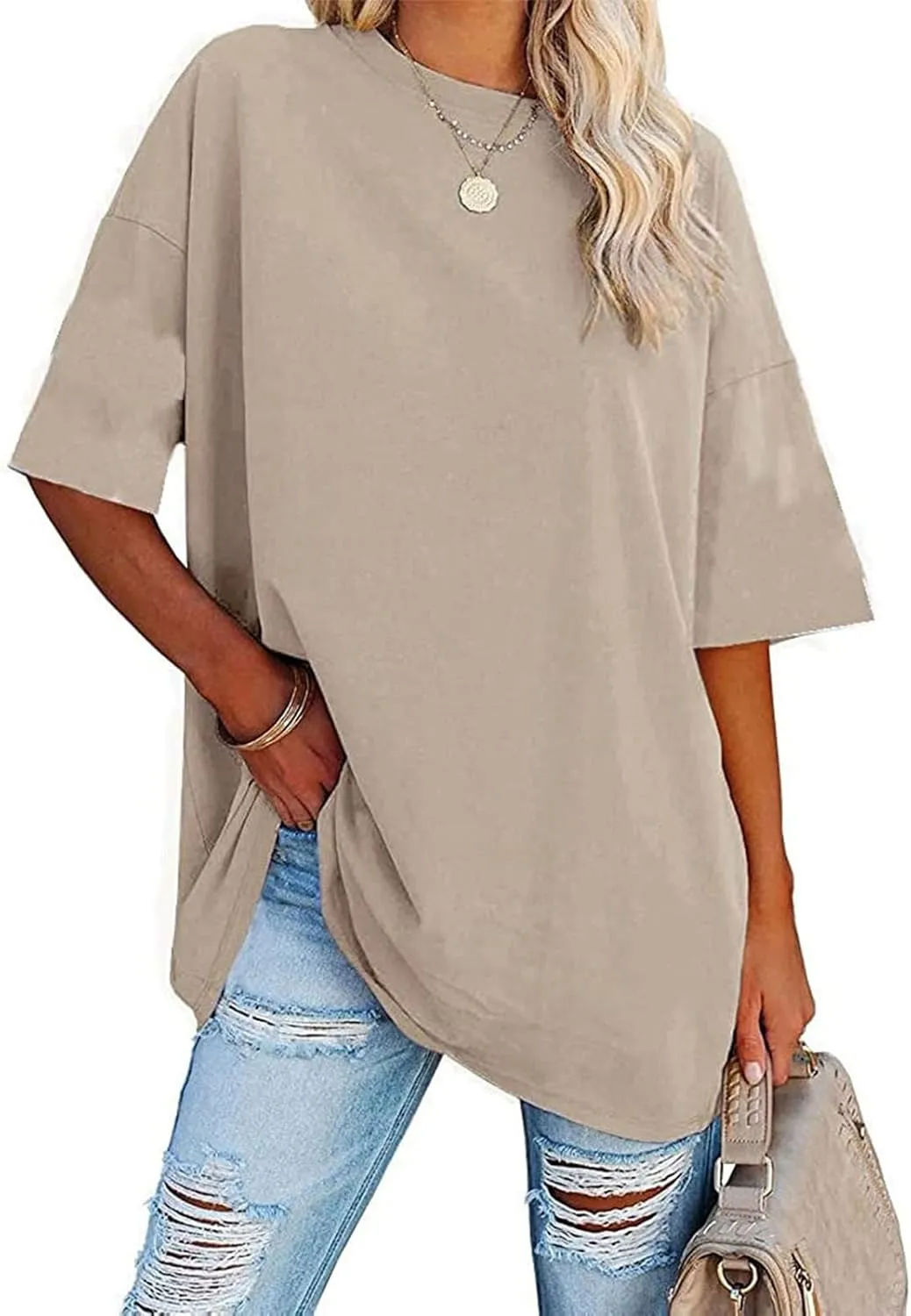 luwita Oversized T Shirts for Women Loose Fit Crewneck Short Sleeve Tops Summer Casual Blouse Y2K 2025 Basic Tees
