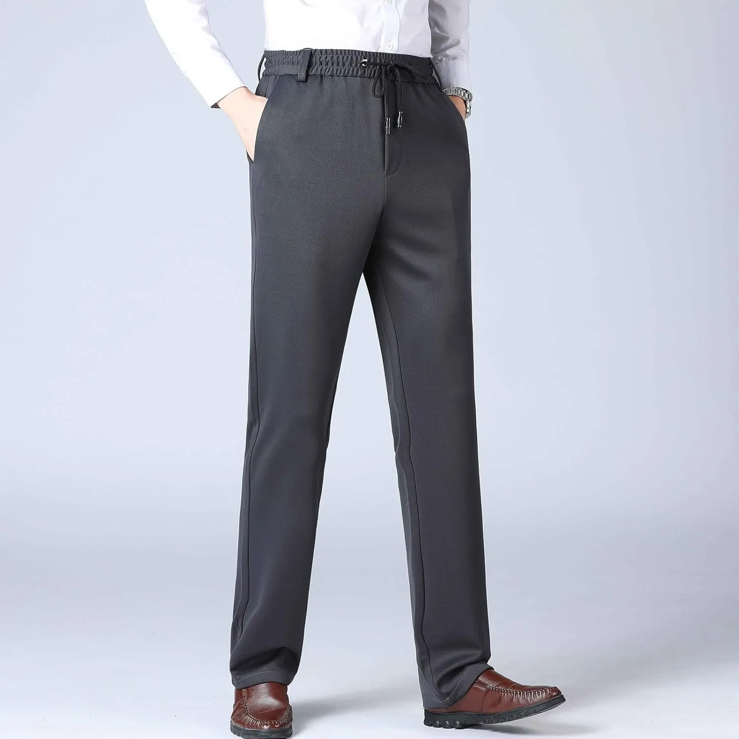 Men Cargo Chino Pants Casual Linen Stretchy Drawstring Waist Pant Sweatpants Joggers Sports Gym Jogging