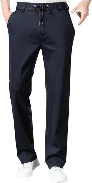 Men Cargo Chino Pants Casual Linen Stretchy Drawstring Waist Pant Sweatpants Joggers Sports Gym Jogging
