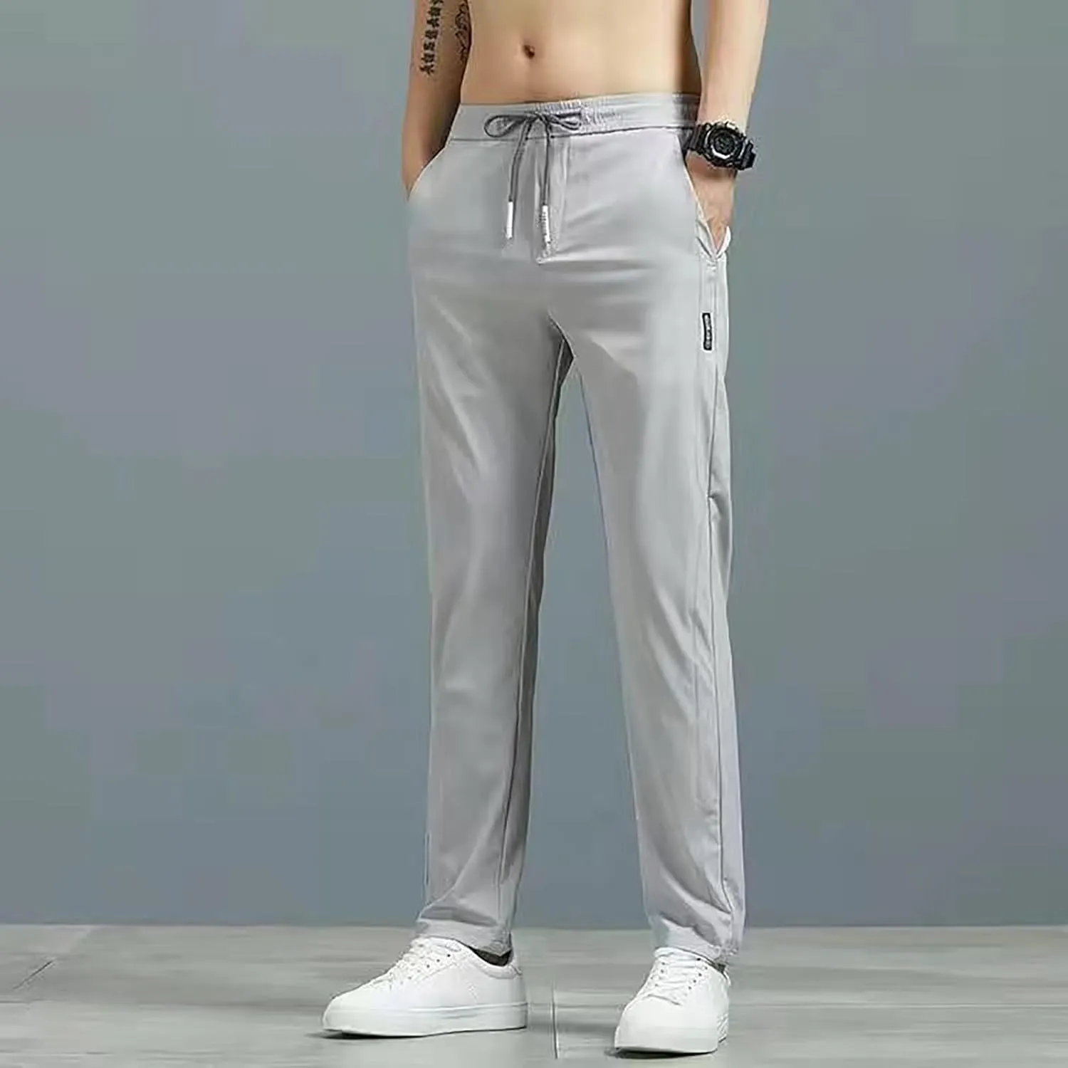 Men Cargo Combat Pants Casual Cotton Stretch Drawstring Waist Pant Comfort Sweatpants Joggers Loose Fit Yoga