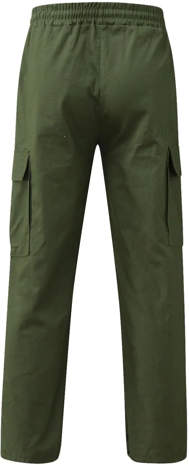 Men Cargo Combat Work Pant Gym Sports Jogger uflage Soft Jog Sweatpants Baggy Pant Drawstring Pull-On Pants