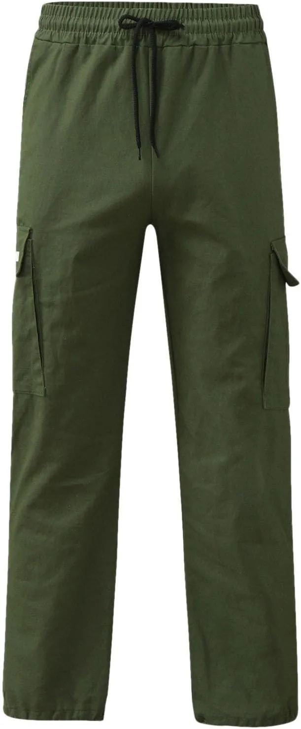 Men Cargo Combat Work Pant Gym Sports Jogger uflage Soft Jog Sweatpants Baggy Pant Drawstring Pull-On Pants
