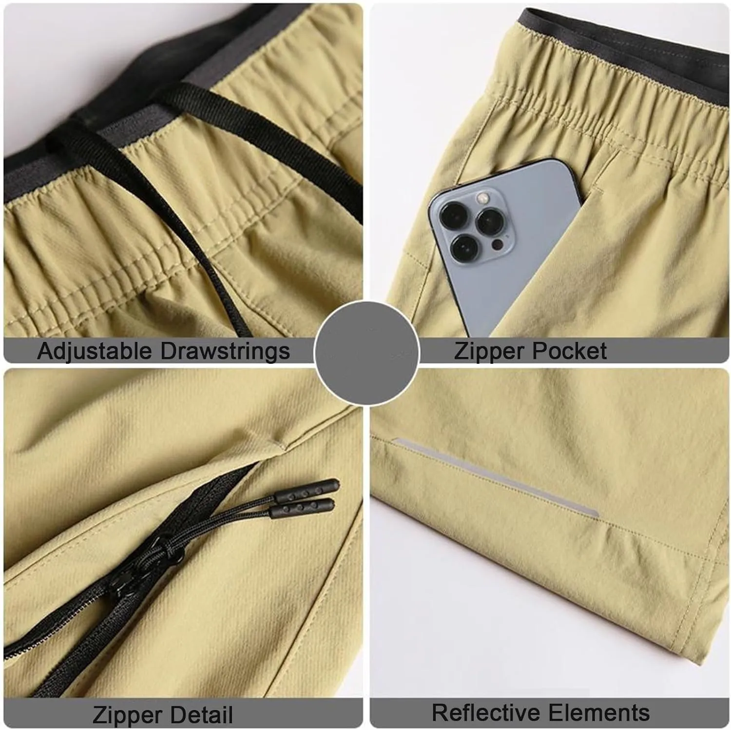 Men Jogging Shorts with Side Pockets Dry Fit Workout Shorts Running Stretch Quick Dry Shorts