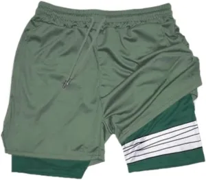 Mens 2 in 1 Anime Gym Shorts Running Shorts Quick Dry Athletic Shorts with Liner Workout Shorts