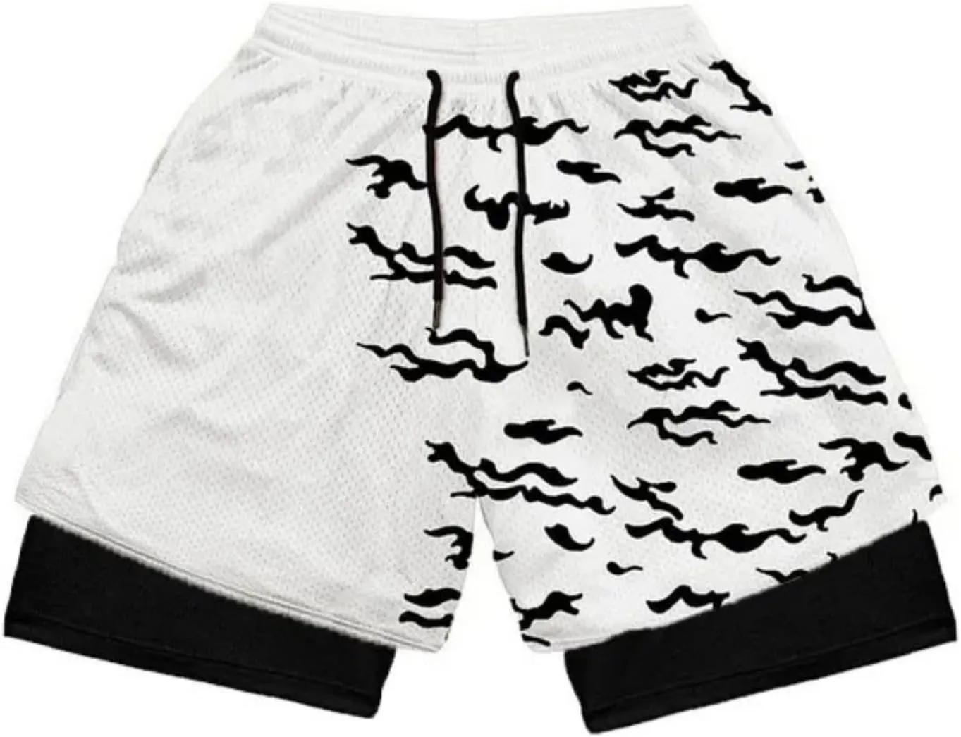 Mens 2 in 1 Anime Gym Shorts Running Shorts Quick Dry Athletic Shorts with Liner Workout Shorts