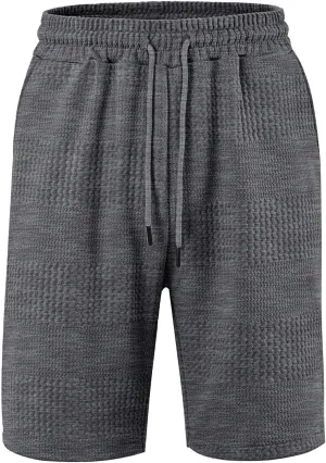 Mens Athletic Shorts Waffle Texture Gym Shorts Lightweight Quick Dry Shorts for Sports Training Running