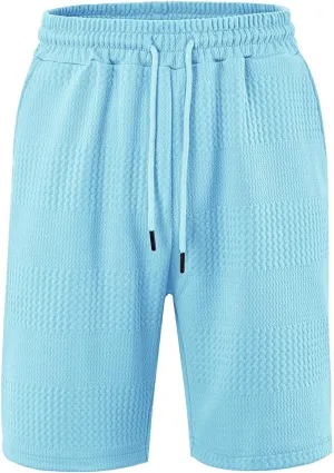 Mens Athletic Shorts Waffle Texture Gym Shorts Lightweight Quick Dry Shorts for Sports Training Running