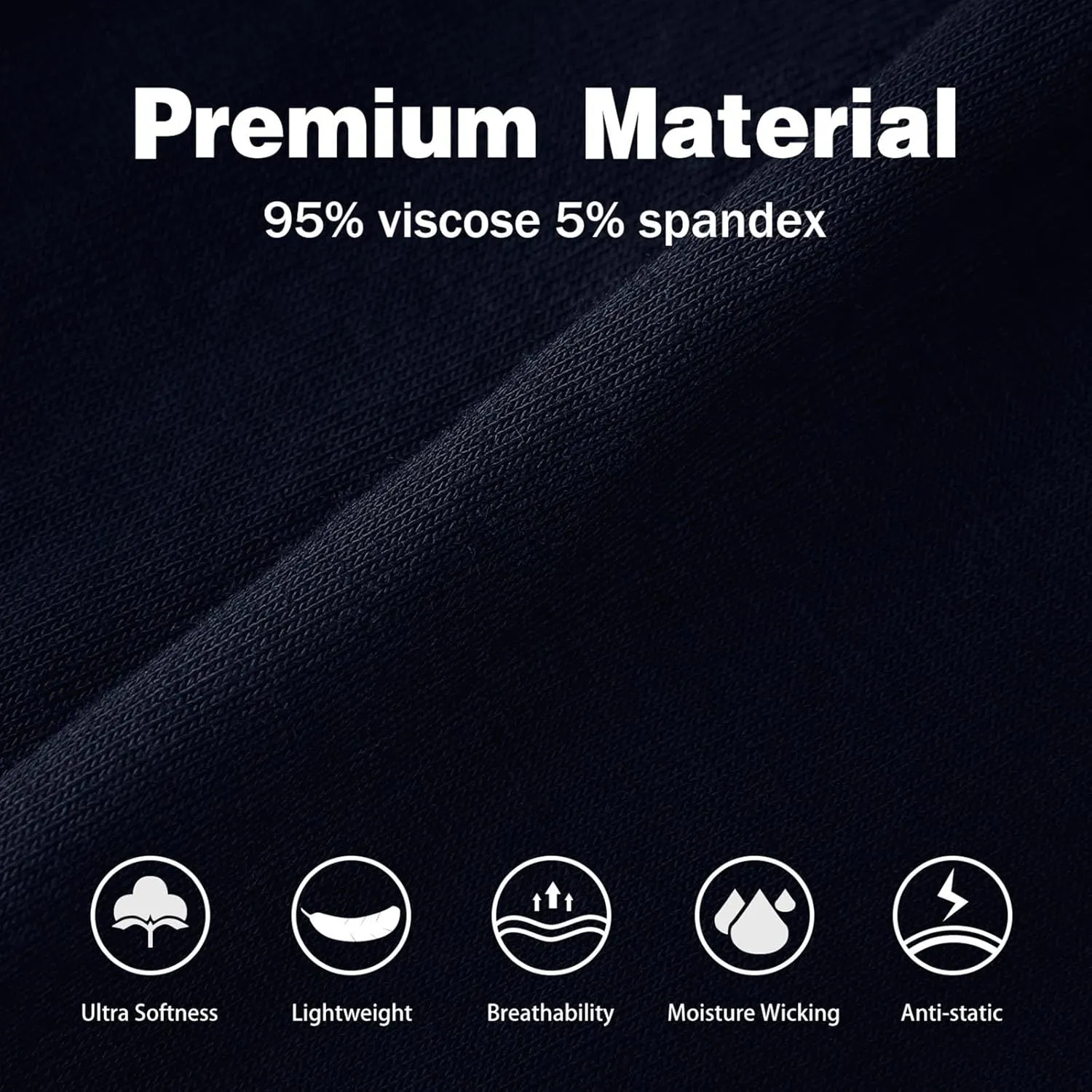 Men's Breathable Viscose Moisture Wicking No Roll Waistband Tagless Underwear Boxer Briefs, Pack of 5