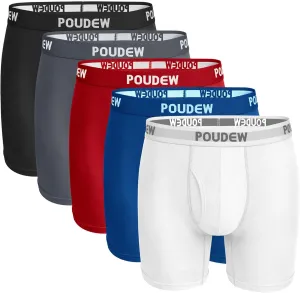 Men's Breathable Viscose Moisture Wicking No Roll Waistband Tagless Underwear Boxer Briefs, Pack of 5
