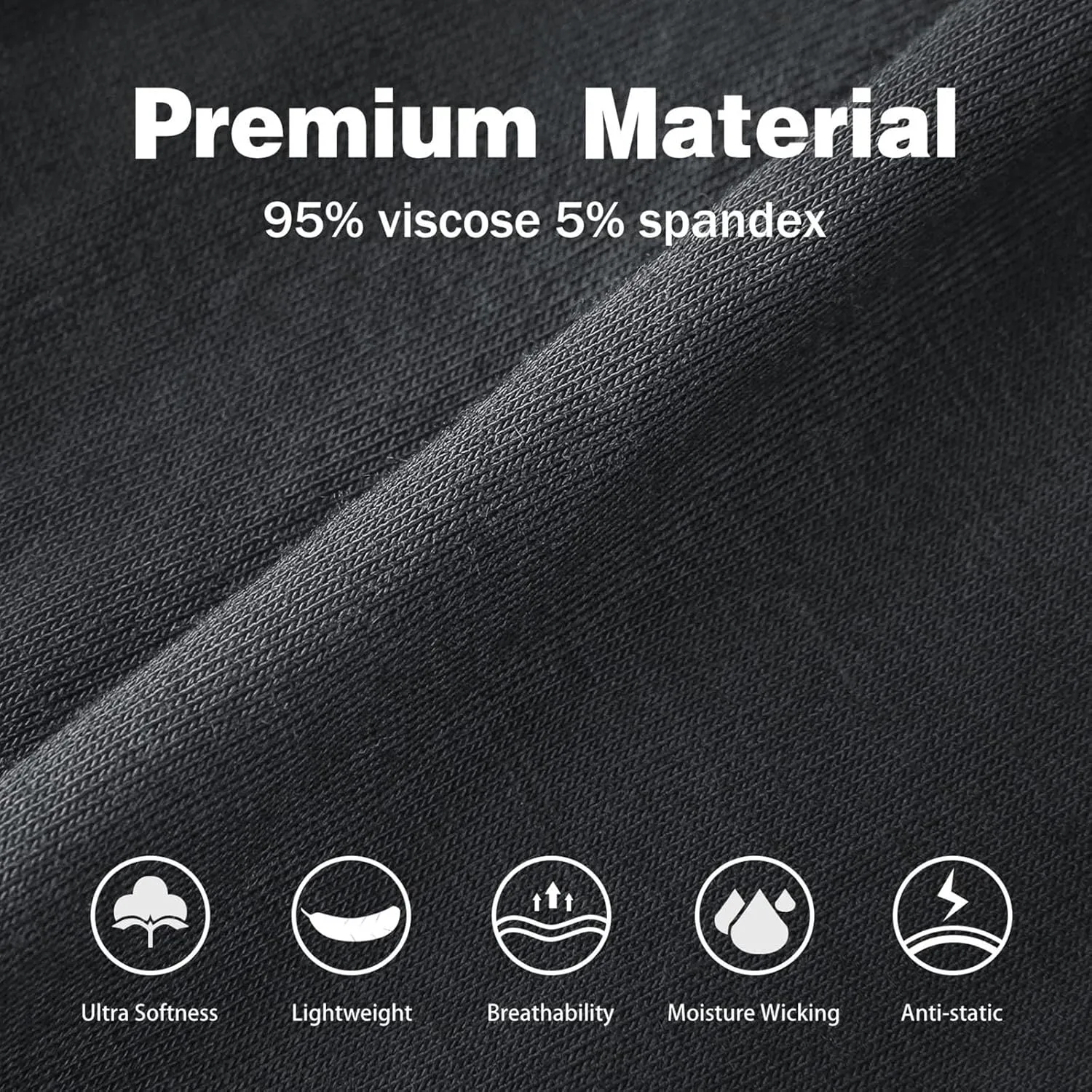 Men's Breathable Viscose Moisture Wicking No Roll Waistband Tagless Underwear Boxer Briefs, Pack of 5