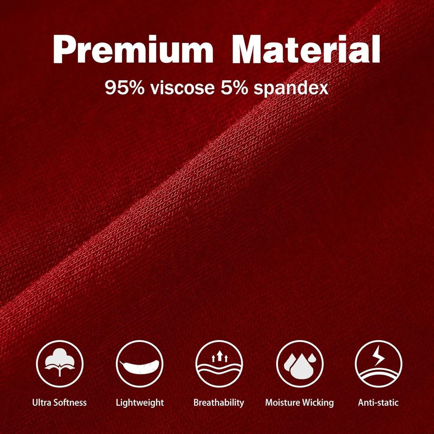 Men's Breathable Viscose Moisture Wicking No Roll Waistband Tagless Underwear Boxer Briefs, Pack of 5