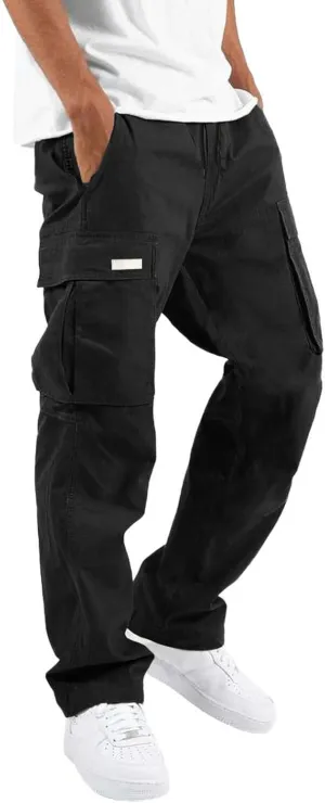 Mens Cargo Combat Work Pant Gym Running Jogger Soft Sweatpant Loose Cuffed Hem Pant Track Lounge