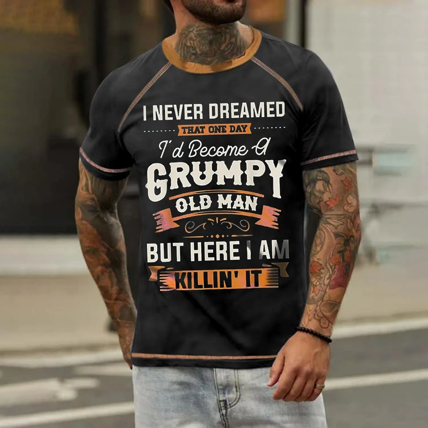 Men's Casual Shirts Graphic Tees Letter Print Short Sleeve T Shirts Summer Casual Tee Top T Shirts, S-6XL