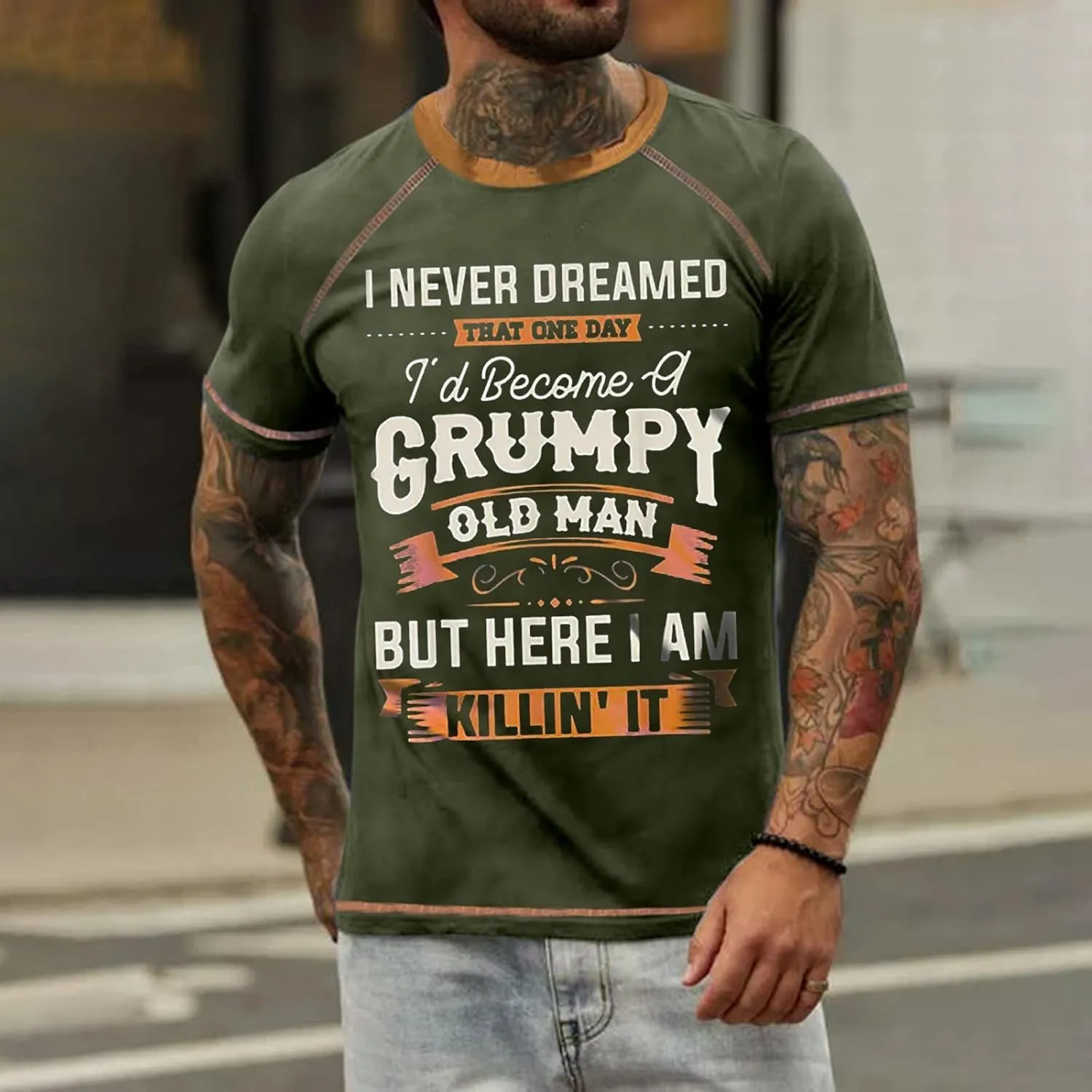Men's Casual Shirts Graphic Tees Letter Print Short Sleeve T Shirts Summer Casual Tee Top T Shirts, S-6XL