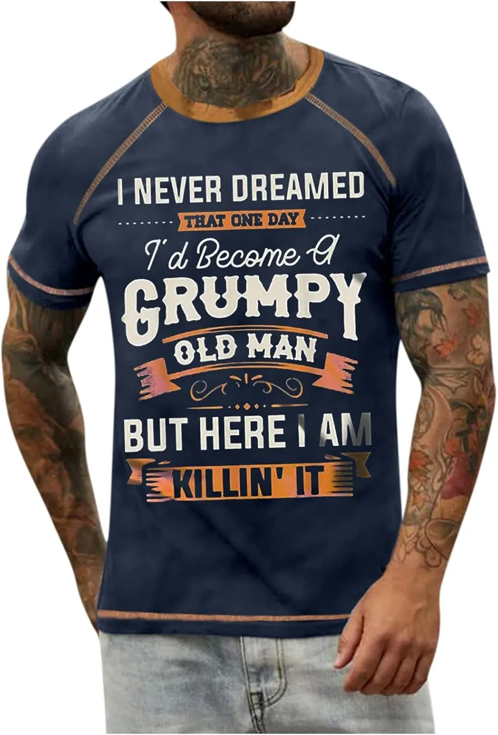 Men's Casual Shirts Graphic Tees Letter Print Short Sleeve T Shirts Summer Casual Tee Top T Shirts, S-6XL