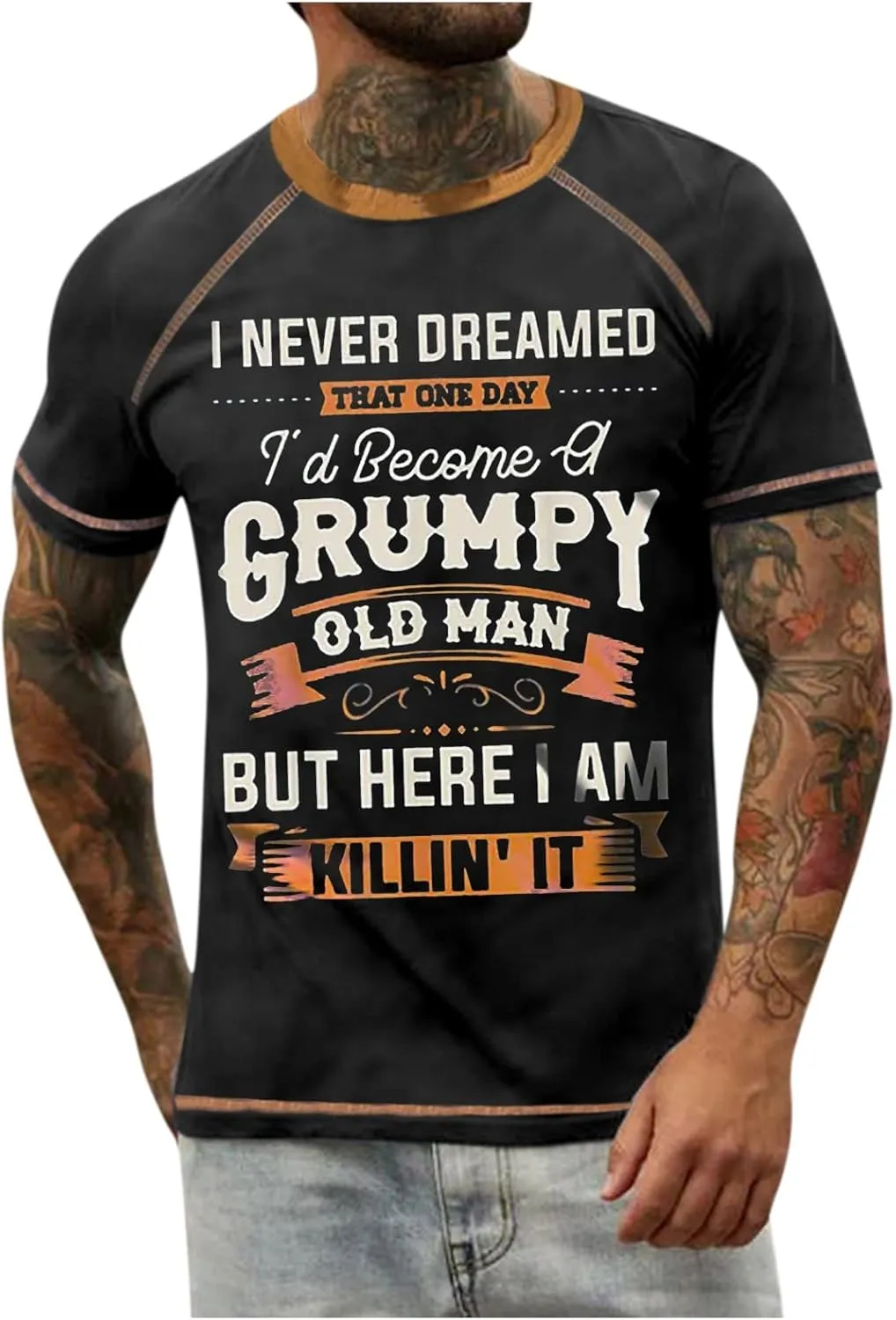 Men's Casual Shirts Graphic Tees Letter Print Short Sleeve T Shirts Summer Casual Tee Top T Shirts, S-6XL