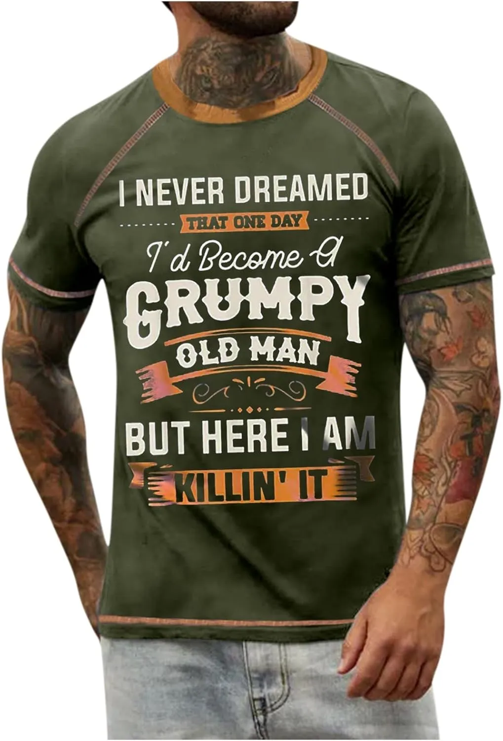 Men's Casual Shirts Graphic Tees Letter Print Short Sleeve T Shirts Summer Casual Tee Top T Shirts, S-6XL